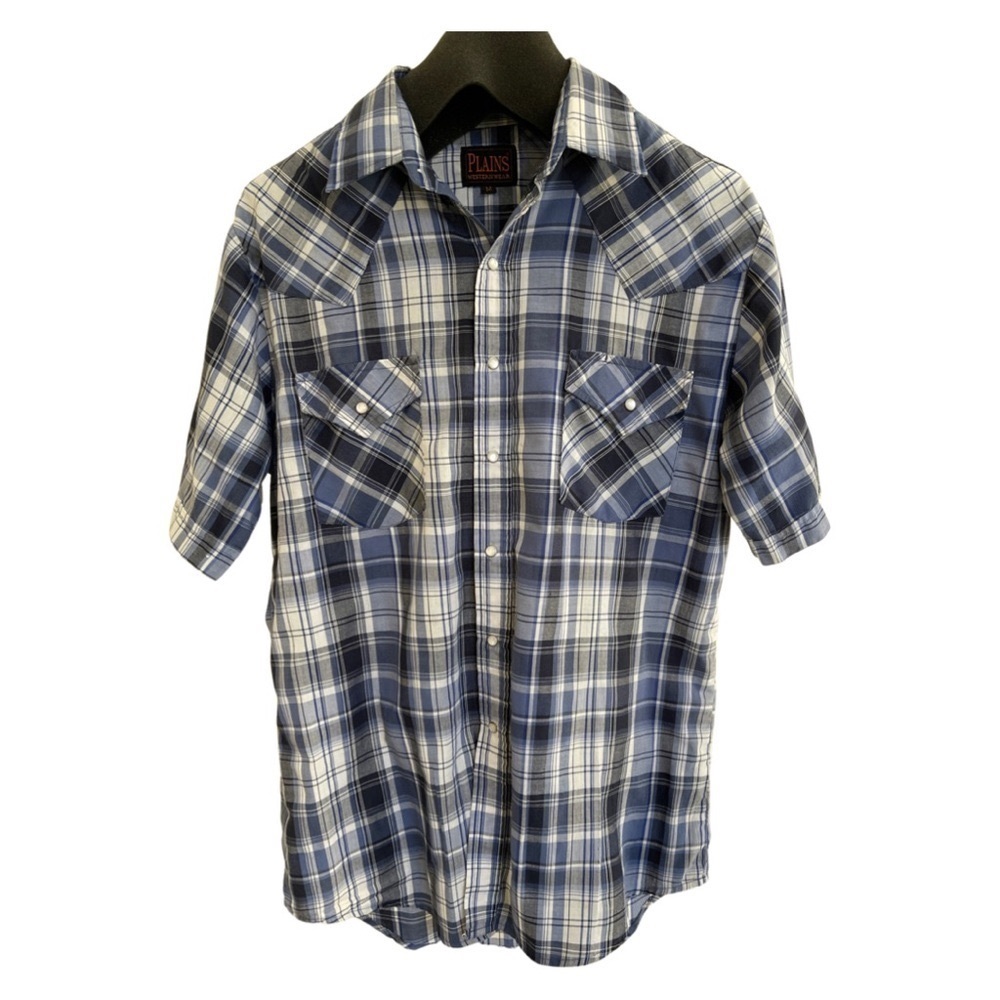 Plains Western wear Mens short sleeved snap closure shirt | Size Medium